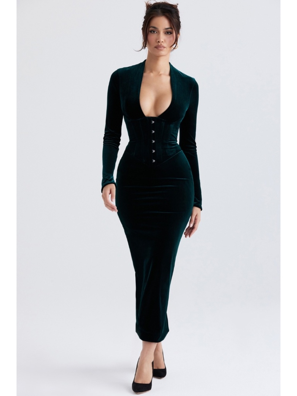 NEW House of CB Arabella Dress Forest XS